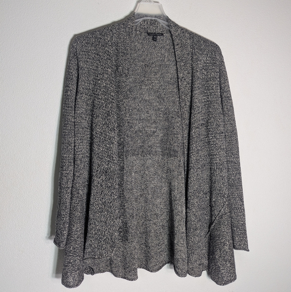 Eileen Fisher Womens Open Cardigan Sweater Linen‎ Wool Knit Quiet Luxury Grey XL